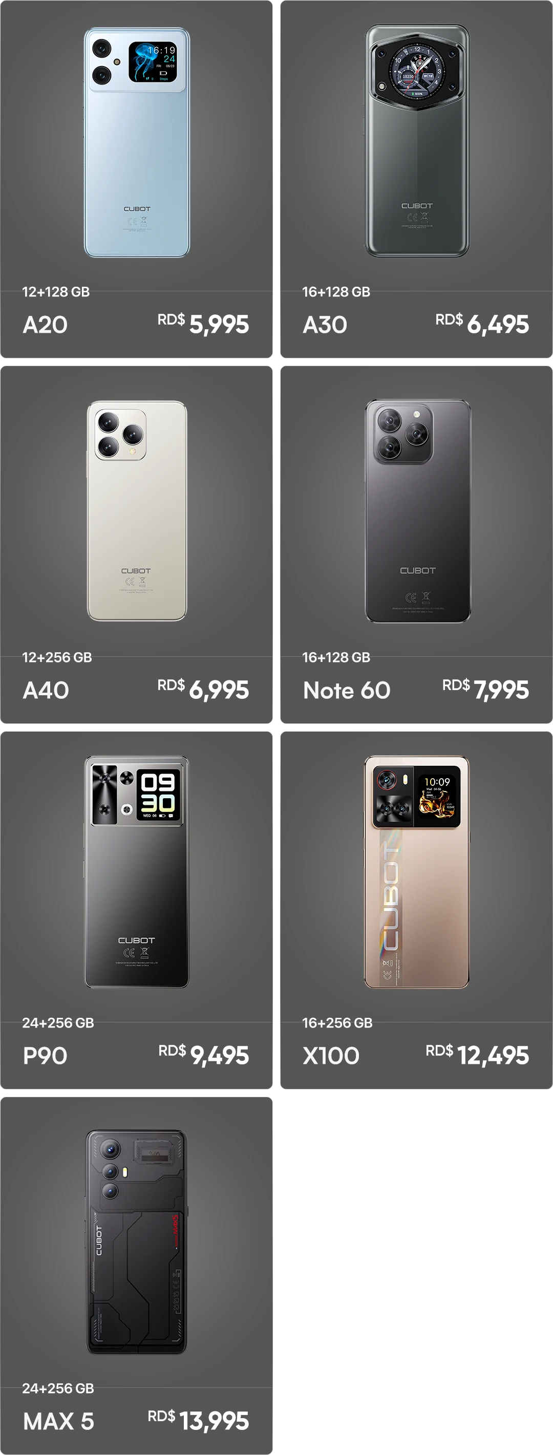 Cubot smartphones abril